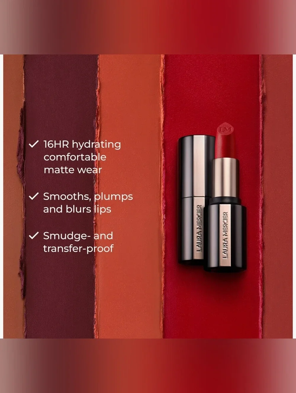 Laura Mercier Caviar Smoothing  Matte Lipstick in Coral Velour 888